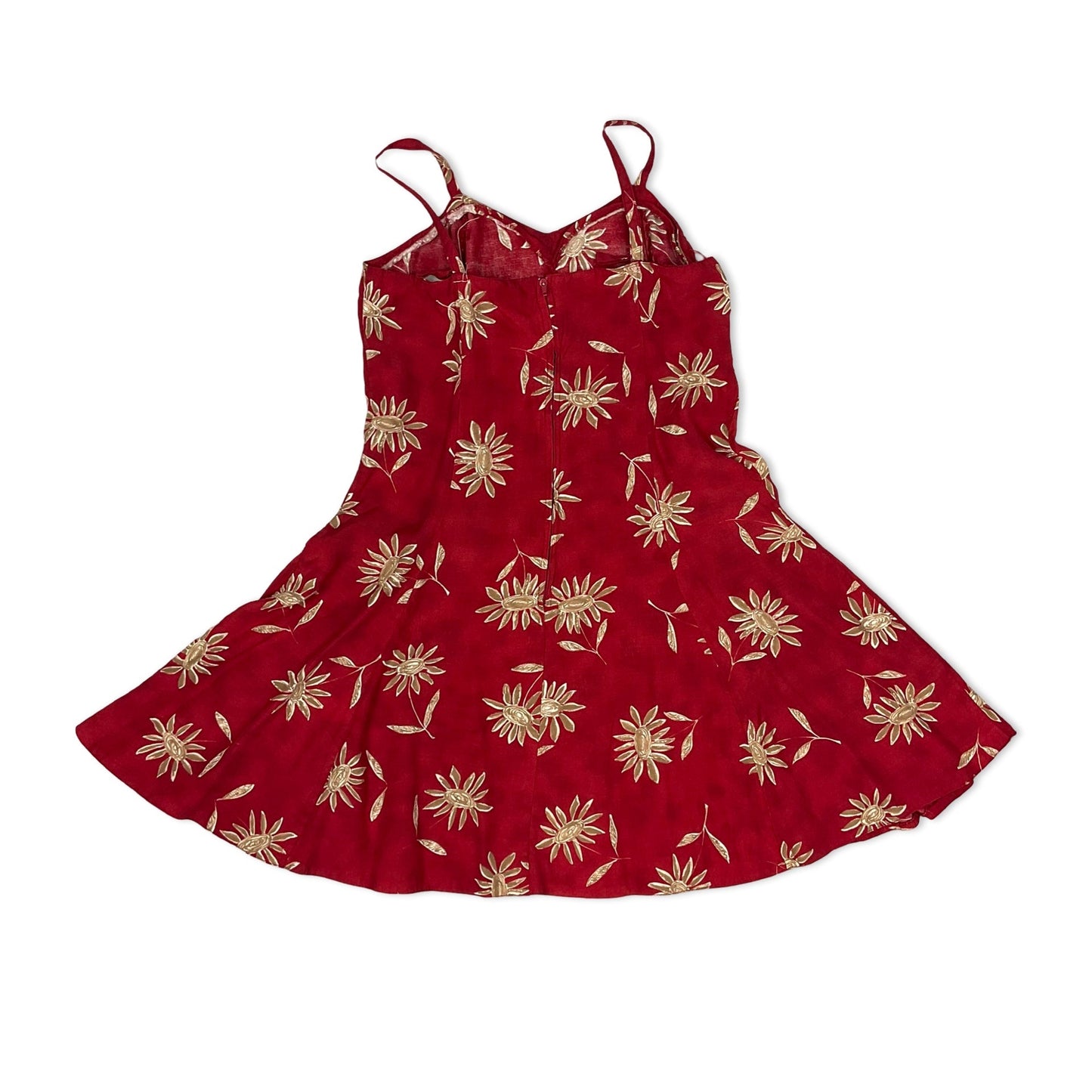 Vintage Red & Brown Floral Mini Dress 6 8