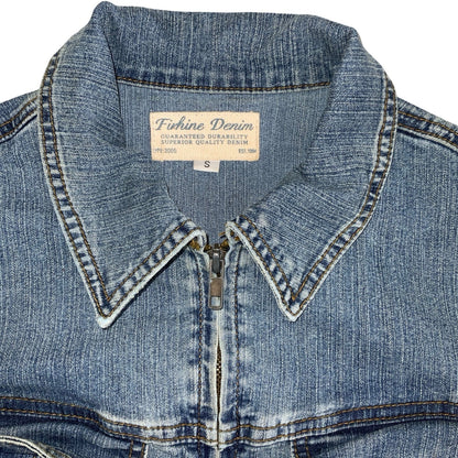 Vintage 2005 ‘Firhine Denim’ Blue Drop Waist Mini Denim Dress 10