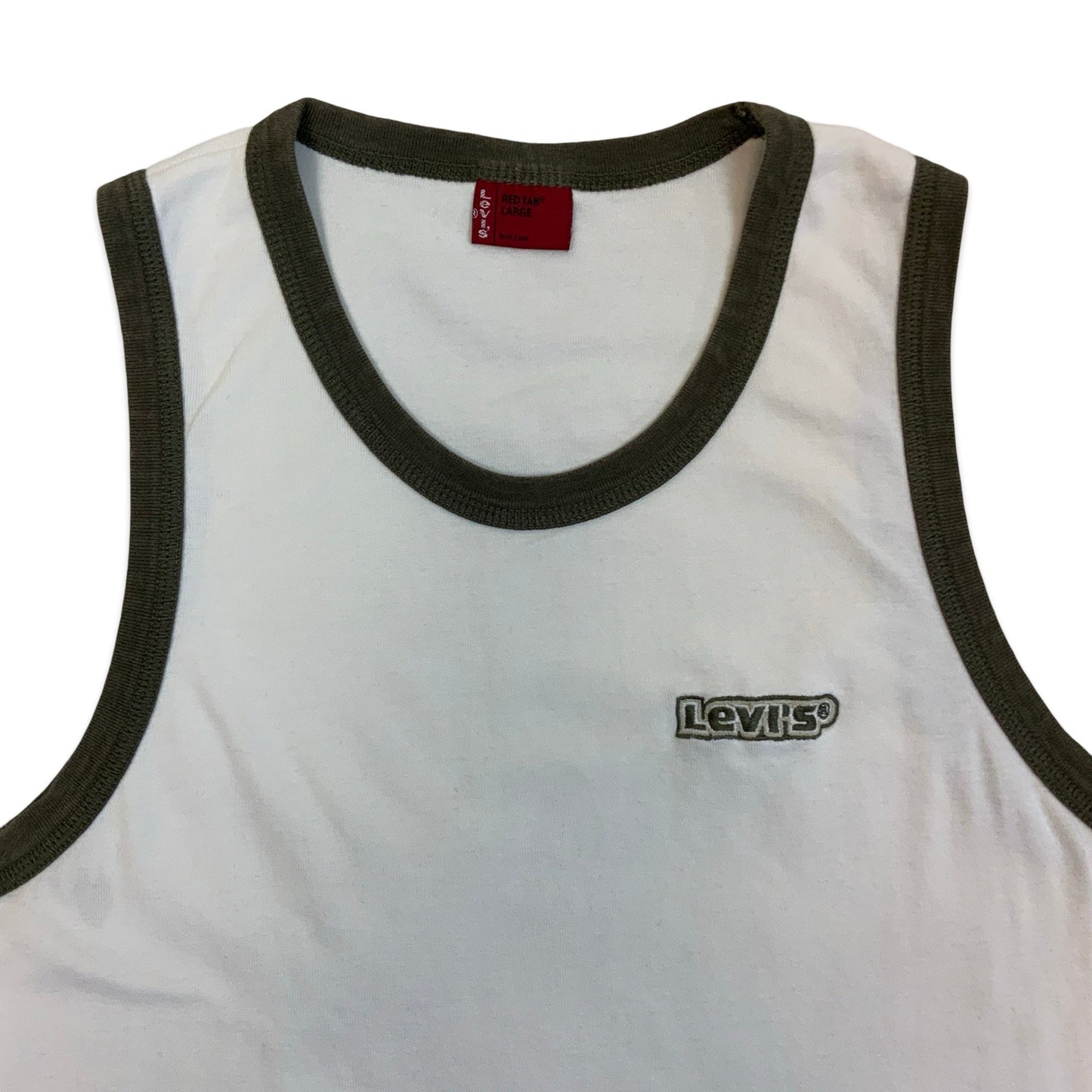 Y2K Levi’s Vest Top White Khaki Green M