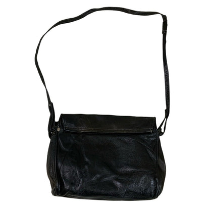 Vintage 80s 90s Black Patchwork Textured Leather Side Shoulder Crossbody Bag