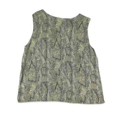 90s Y2K Green & Black Snake Print Vest Top 8 10 12 14 16