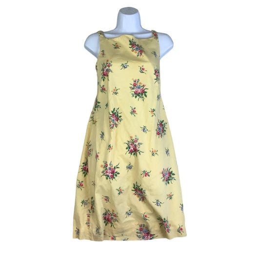 Vintage 90s y2k ‘Ralph Lauren’ Yellow Pink Floral Sleeveless Mini Dress 12 14