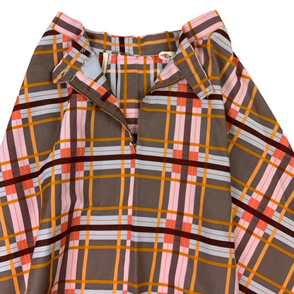 Vintage 70s Brown Orange Pink Aline Maxi Skirt S 8 10