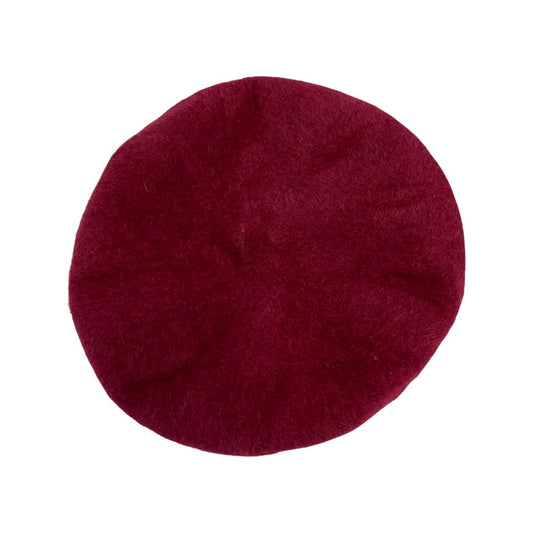 Vintage 80s Burgundy Angora Beret