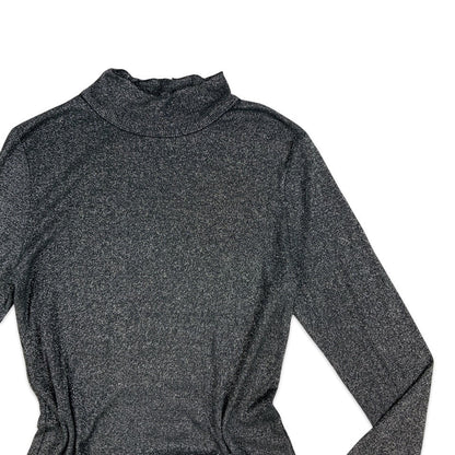 Vintage Black Silver Ribbed Lurex Top 10 12