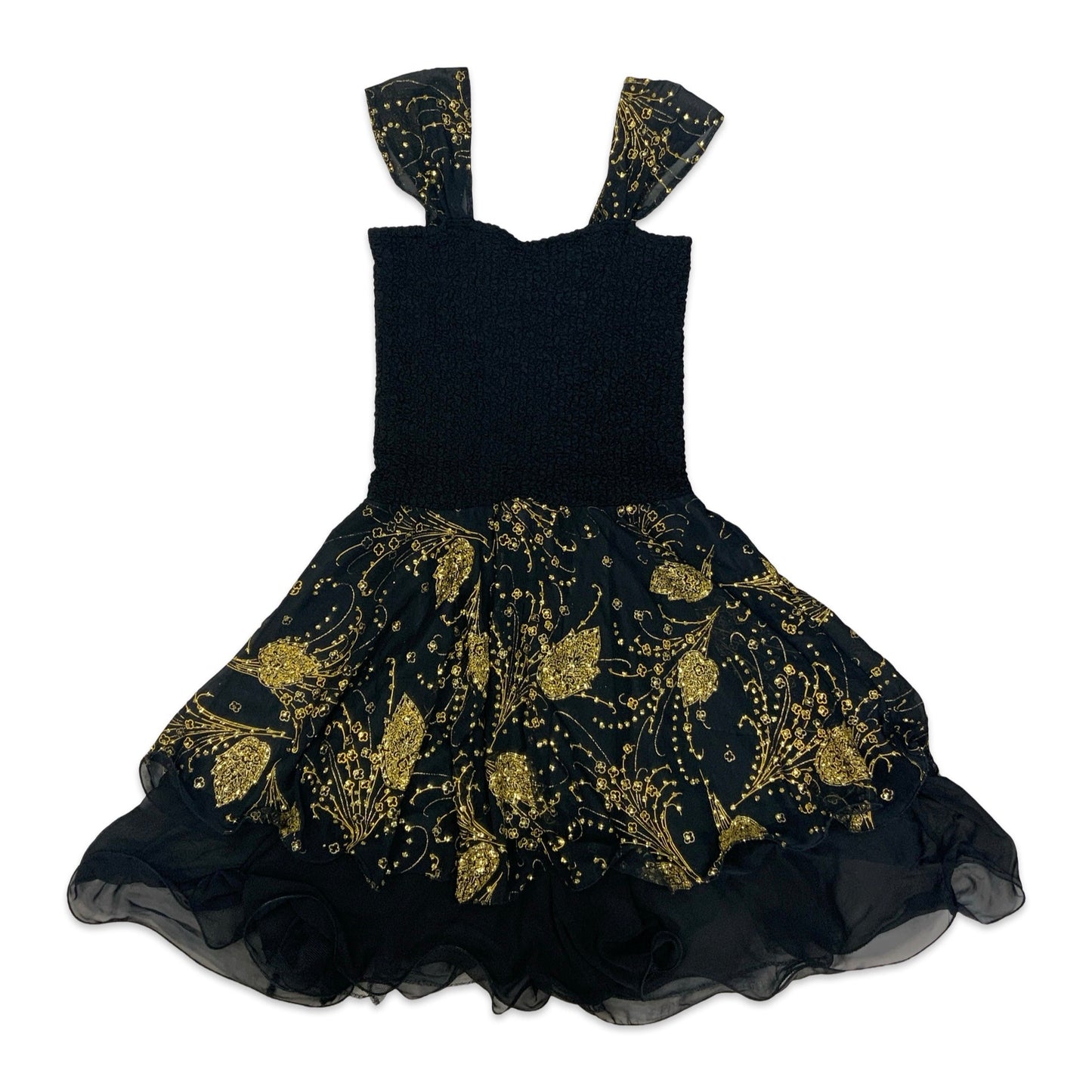Vintage Black & Gold Baby Doll Dress 8
