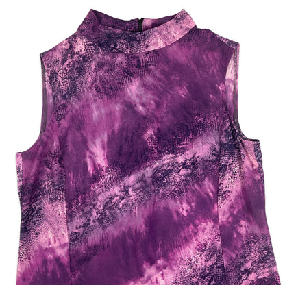 Y2K Purple Snake Print High Neck Top 10 12 14 16