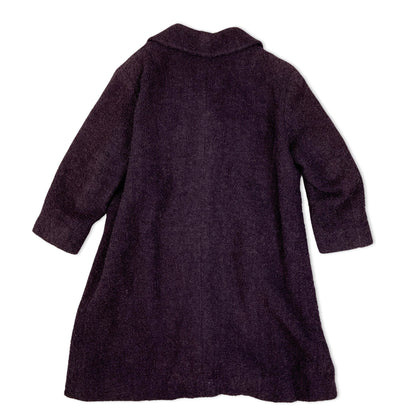 Vintage 80s 90s Purple Bouclé Ladies' Wool Trench Coat 14 16 18