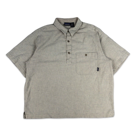 Vintage Y2K Preloved Patagonia Checked Beige Polo Shirt XL
