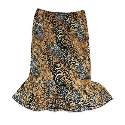 90s Animal Print Mermaid Midi Skirt