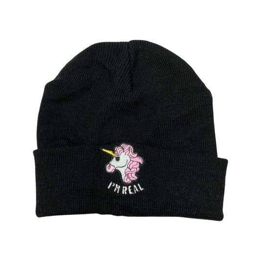 Vintage Black Unicorn Knitted Wool Hat