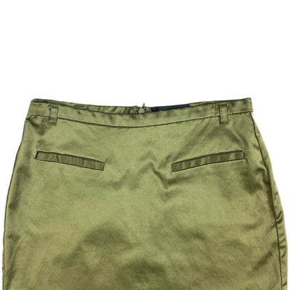 Vintage 90s Khaki Green Metallic Bodycon Mini Skirt 8 10