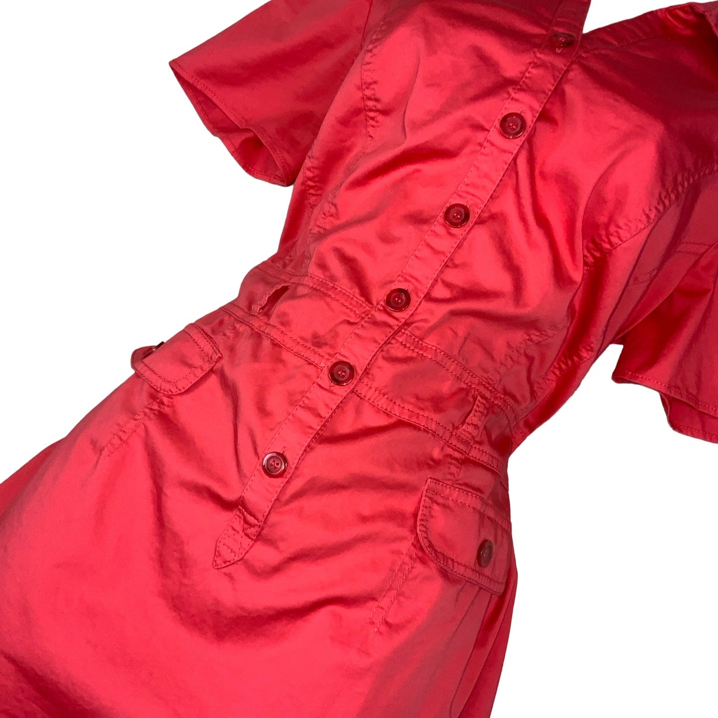 Vintage 90s Y2K ‘Betty Barclay Collection’ Red Cargo Style Summer Dress 12 14
