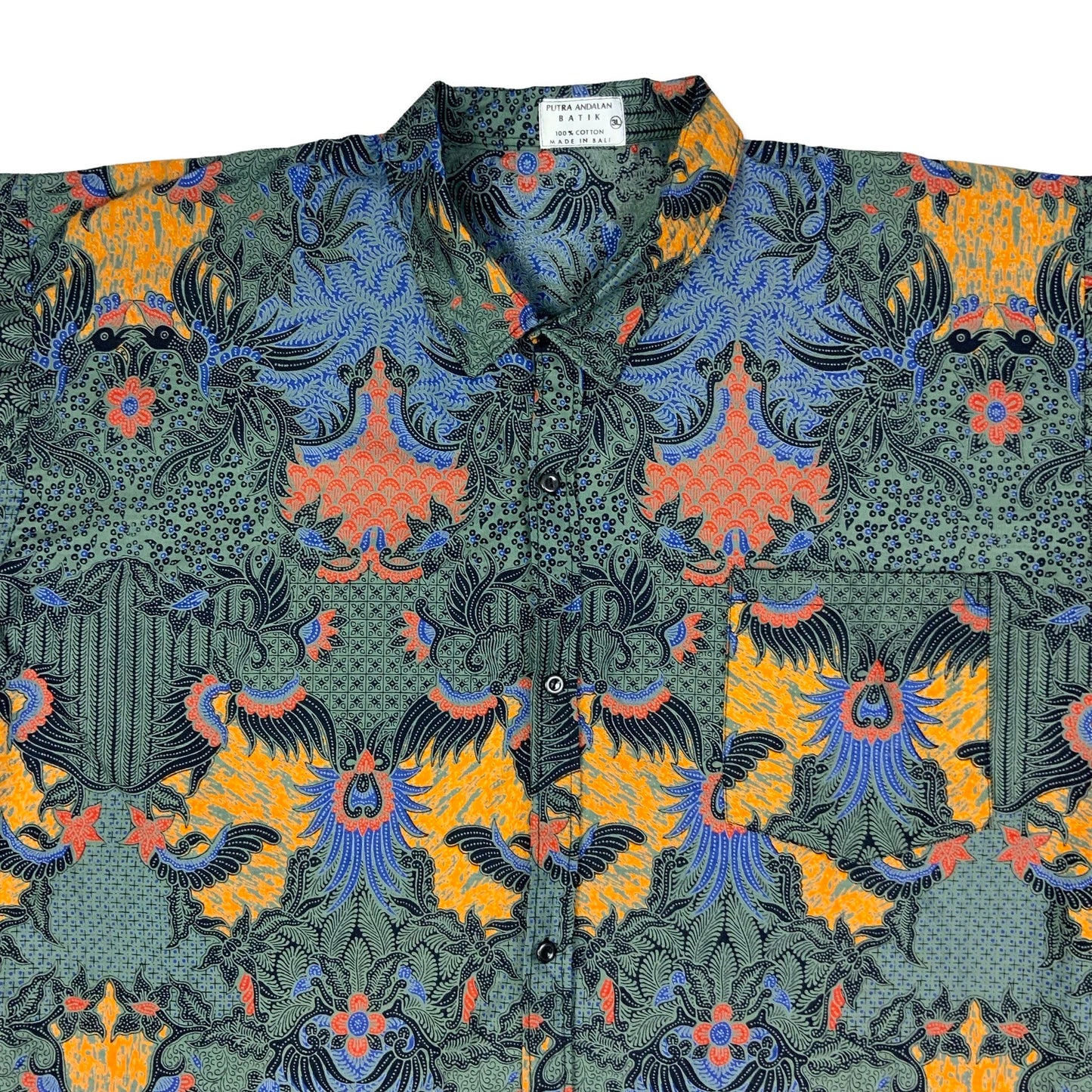 Vintage Black Blue & Orange Paisley Shirt XL