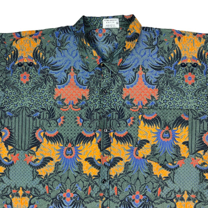 Vintage Black Blue & Orange Paisley Shirt XL