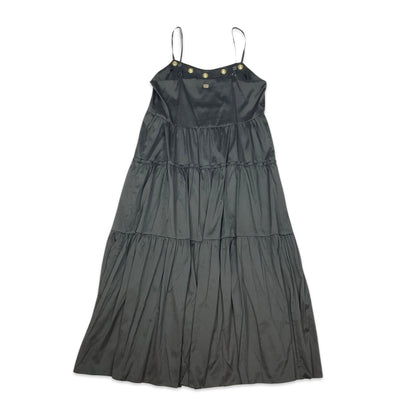 Preloved Black Tiered Pleated Maxi Dress 10 12