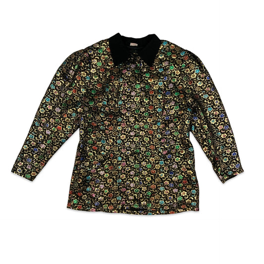 80s Metallic Floral Blazer 14 16