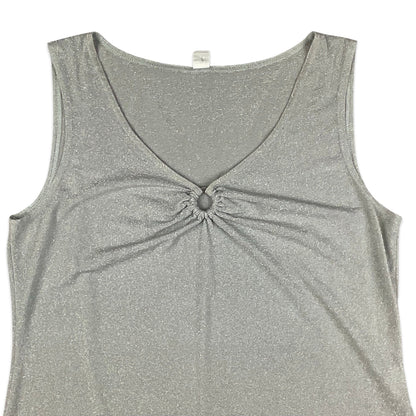 Y2K Silver Lettuce Hem Top 10 12 14 16