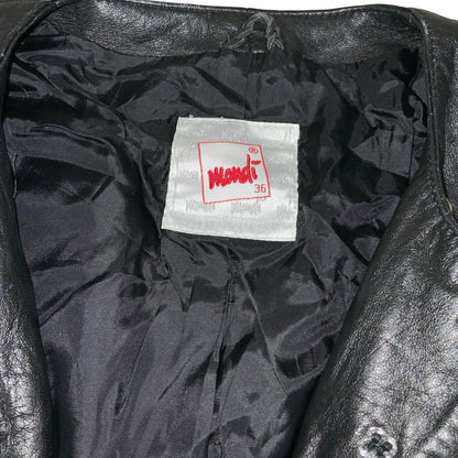 Vintage 80s 90s ‘Mondi’ Black Gold Beaded Crop Leather Jacket 10 12