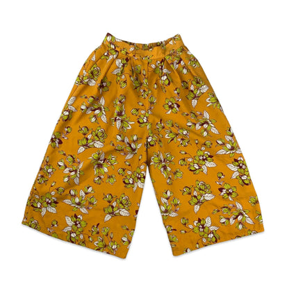 Vintage Orange Floral Culotte Trousers 6 8 10