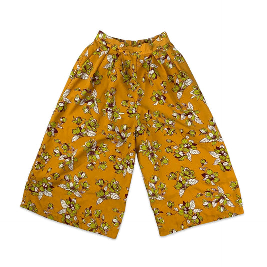 Vintage Orange Floral Culotte Trousers 6 8 10