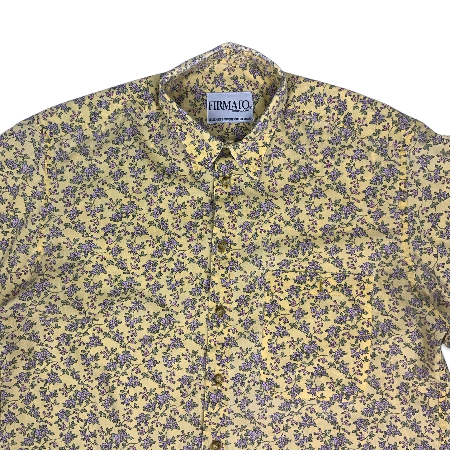 Vintage Yellow & Purple Floral Shirt L