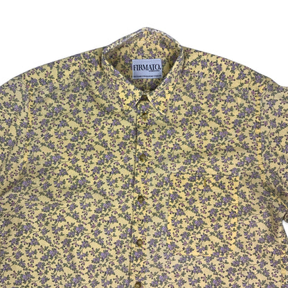Vintage Yellow & Purple Floral Shirt L