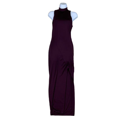 Vintage 90s ‘Kookai’ High Neck Burgundy Maxi Dress XS 4 6