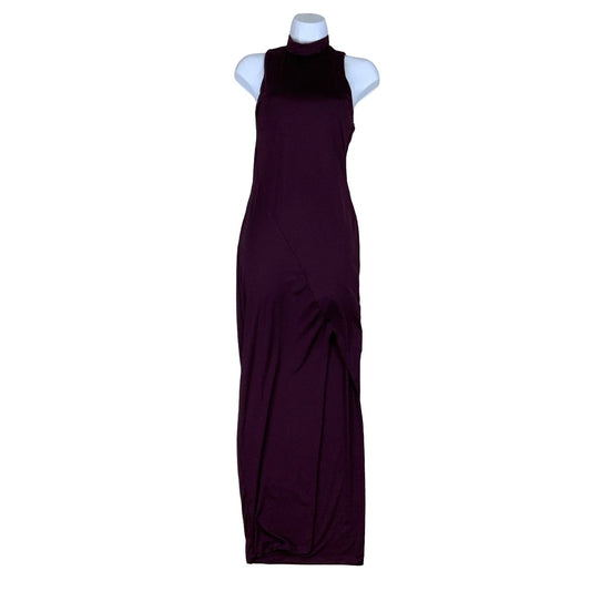 Vintage 90s ‘Kookai’ High Neck Burgundy Maxi Dress XS 4 6