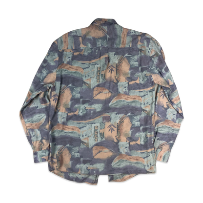 Vintage 80s Pastels Abstract Print Shirt M