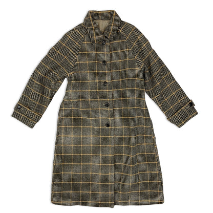 Vintage Y2K Beige and Black Tartan Ladies' Trench Coat 12