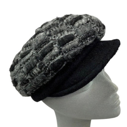 Vintage Grey Knitted Texture Peaked Beret