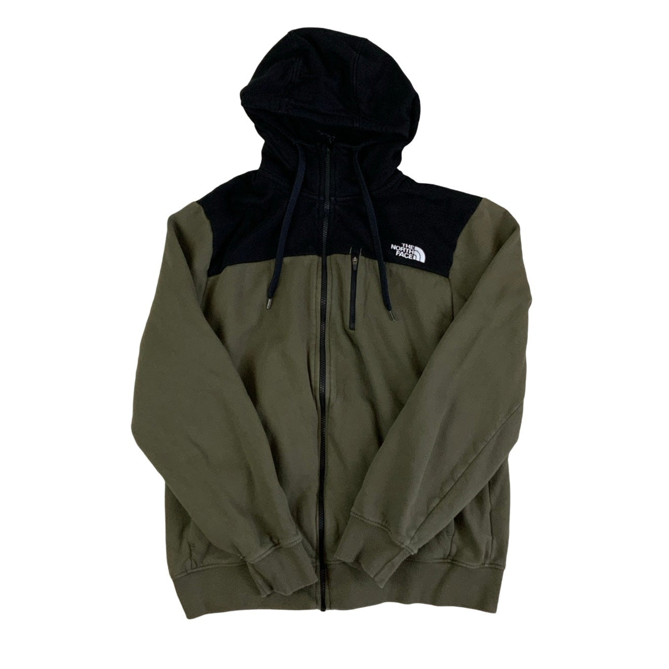 Vintage 'The North Face' Green Black Zip-UP Hoodie M L