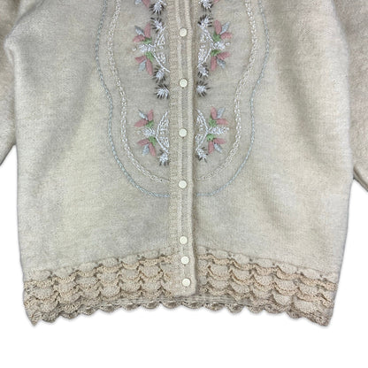 Vintage Cream Knitted Granny Cardigan