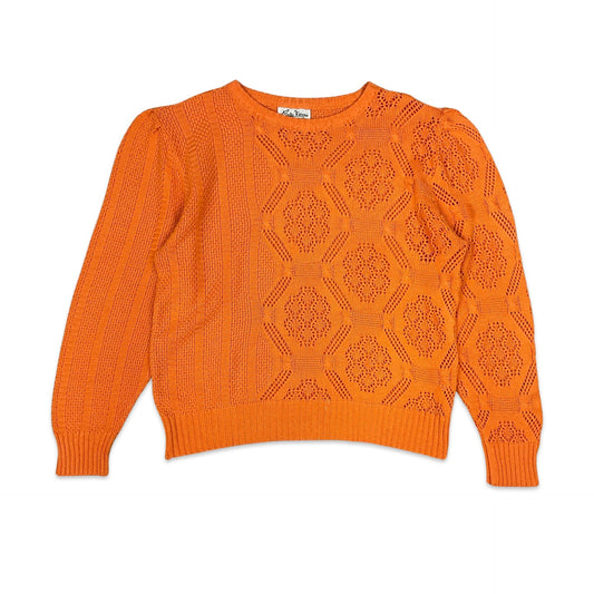 Vintage Orange Open Knit Jumper 10 12