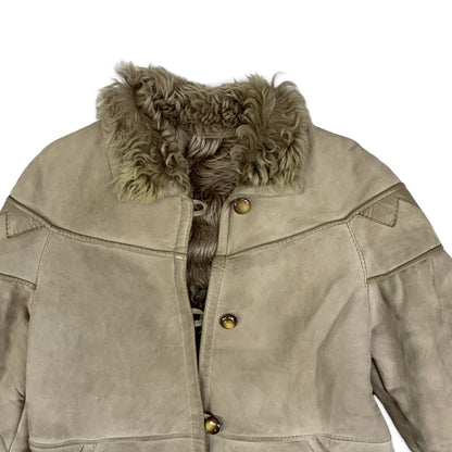 Vintage 80s Light Brown Shearling Coat 10 12