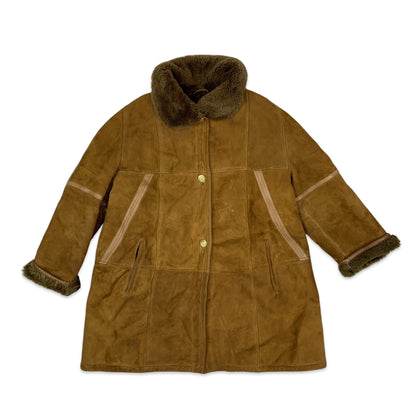 Vintage 80s Tan Faux Fur Shearling Coat 18 20