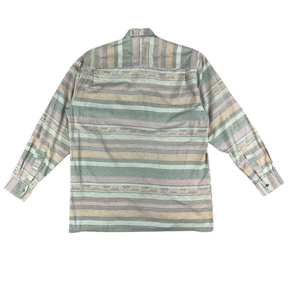 Vintage Pastel Green & Pink Striped Shirt S M