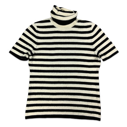 Black & White Striped Short Sleeve Turtleneck Jumper 10 12 14