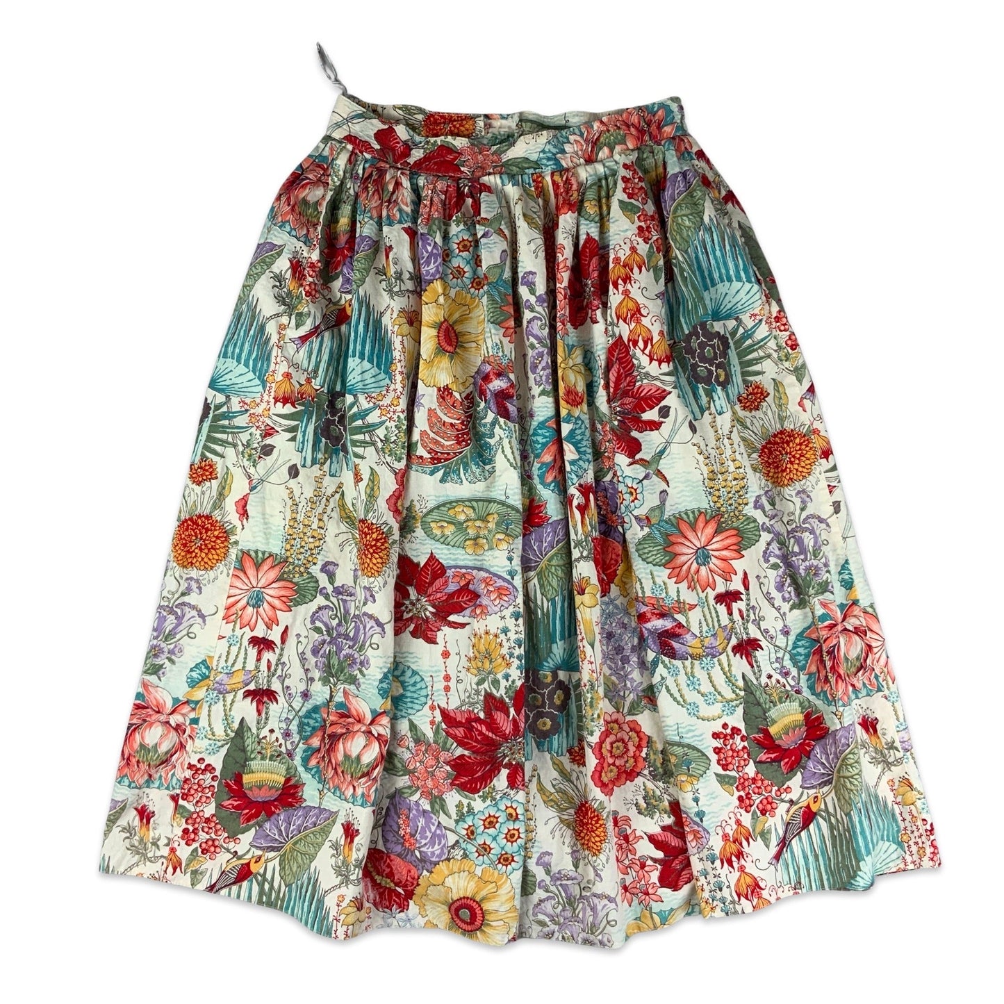 Vintage 60s Betty Barclay Floral Print Button-up Pleated Midi Skirt 10