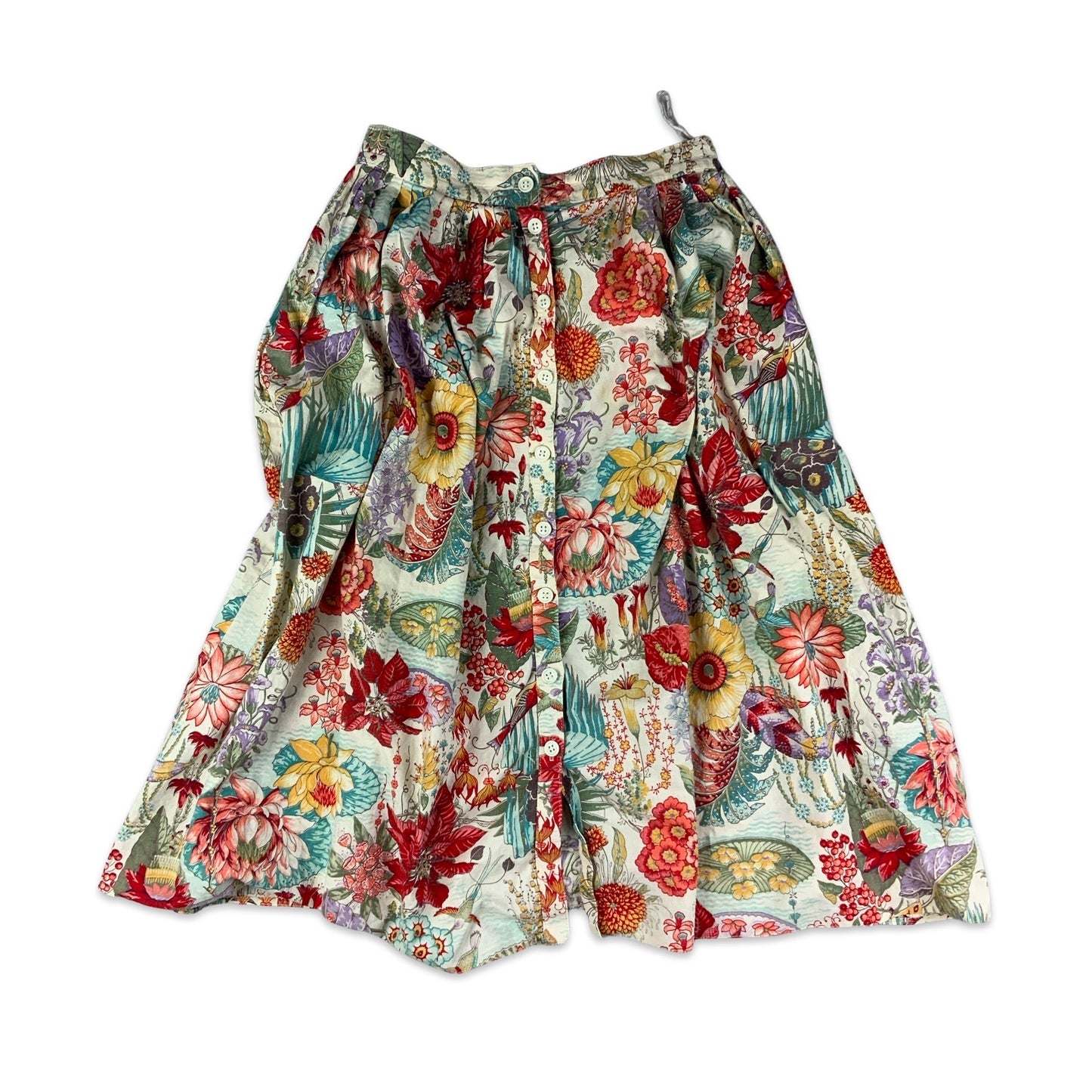 Vintage 60s Betty Barclay Floral Print Button-up Pleated Midi Skirt 10