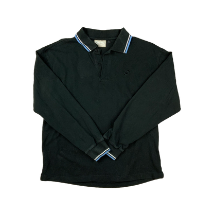 Vintage Y2K Lotto Long Sleeve Polo Shirt Black Mens M