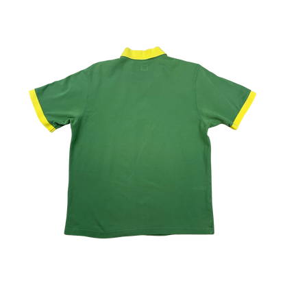 Vintage Y2K Adidas Polo Shirt Green Yellow Mens M