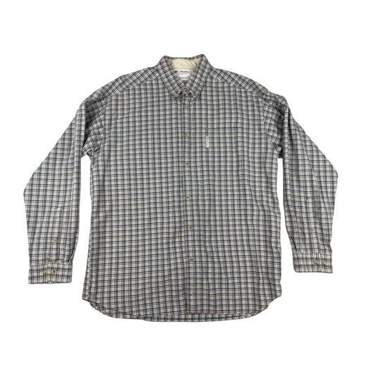 Vintage Columbia Blue and Brown Plaid Flannel Shirt XXL
