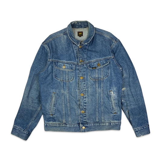 Vintage Lee Distressed Blue Denim Trucker Jacket M L