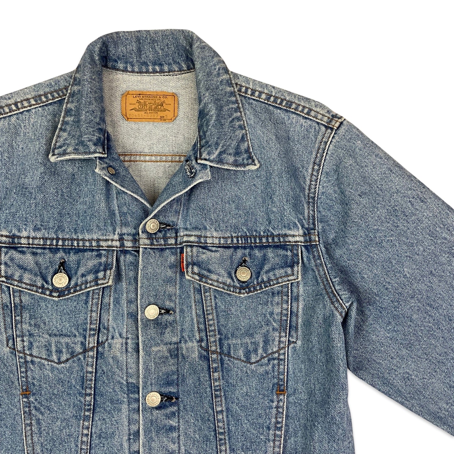 Vintage 90s Levi's Orange Tab Blue Denim Trucker Jacket XS