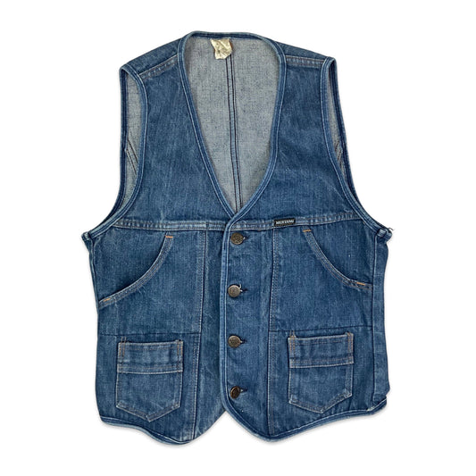 Vintage Mustang Blue Denim Waistcoat 6 8