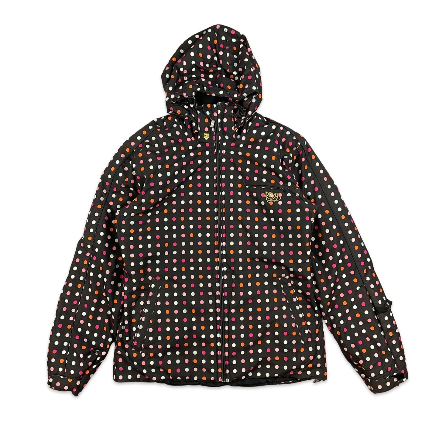 Y2K Roxy Black Spotted Ski Jacket 14 16 18