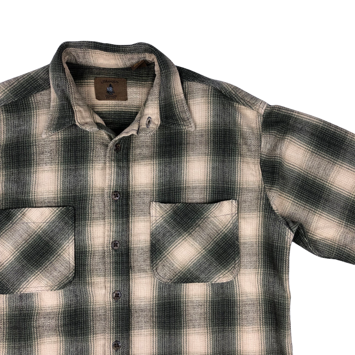 Vintage St. John's Bay Shadow Plaid Yellow and Green Flannel Shirt XL