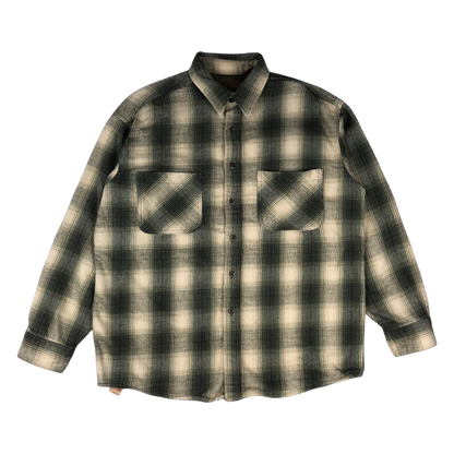 Vintage St. John's Bay Shadow Plaid Yellow and Green Flannel Shirt XL